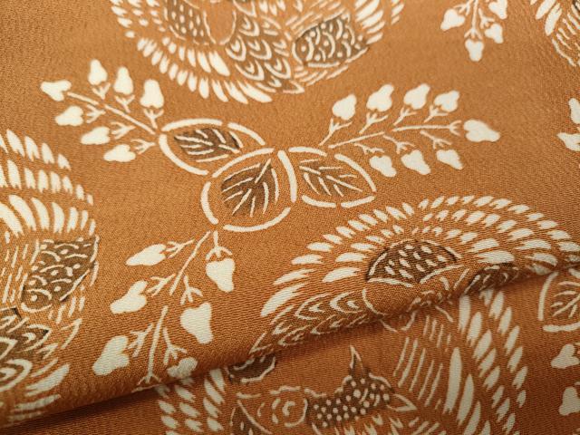 平和屋着物●上質な小紋 型染め 鳳凰桐文 鬼しぼ縮緬 正絹 逸品 CAAW3176ut