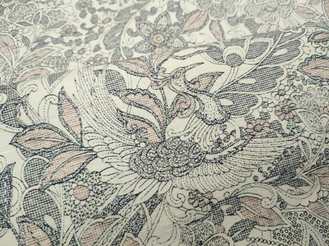 平和屋着物●上質な小紋 紬地 鳳凰更紗唐草文 正絹 逸品 未使用 CAAW3187ut
