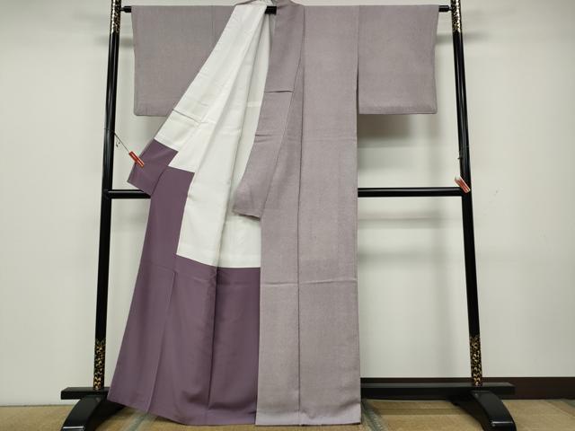 平和屋着物●江戸小紋 万筋 二藍色×牡丹鼠色 正絹 逸品 CAAW3196ut
