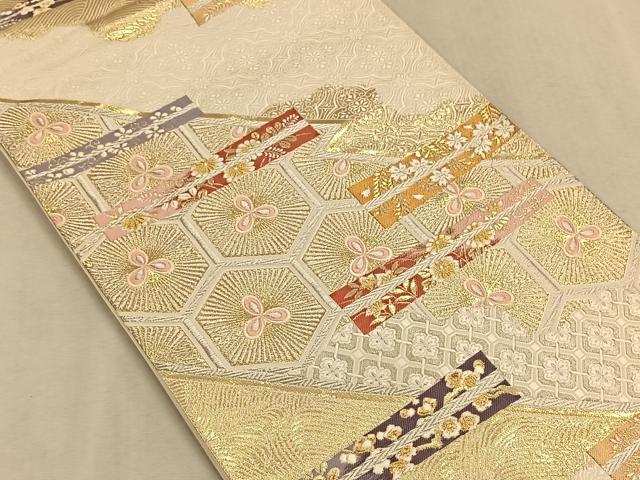 平和屋着物◎六通柄袋帯 唐織 松亀甲文 金糸 正絹 逸品 CAAW3254qv
