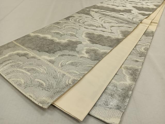 平和屋着物◎六通柄袋帯 雲重ね文 銀糸 正絹 逸品 CAAW3314qv