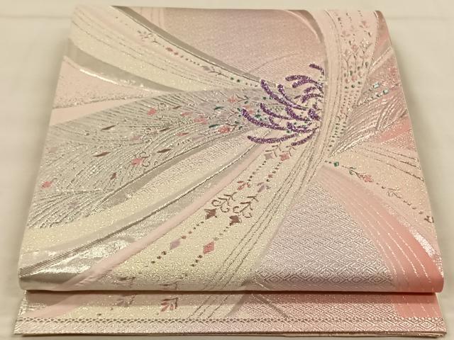 平和屋着物◎佐賀錦 六通柄袋帯 孔雀羽文 銀糸 正絹 逸品 CAAW3334qv