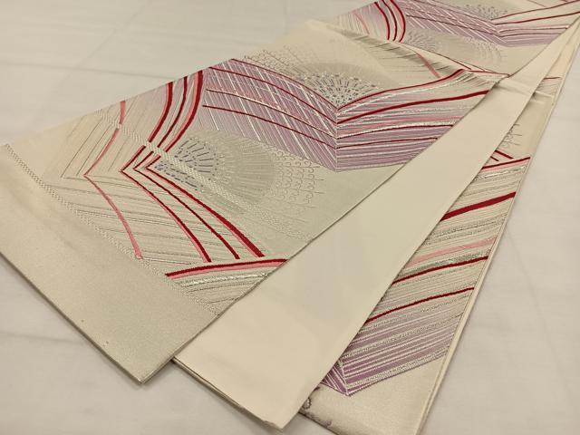 平和屋着物◎西陣 六通柄袋帯 孔雀羽文 銀糸 正絹 逸品 CAAW3336qv