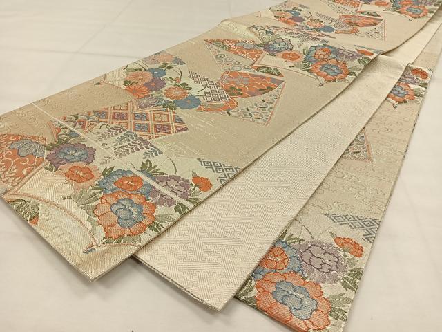 平和屋着物◎佐賀錦 六通柄袋帯 冊子花文 銀糸 正絹 逸品 CAAW3344qv