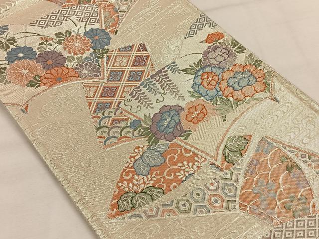 平和屋着物◎佐賀錦 六通柄袋帯 冊子花文 銀糸 正絹 逸品 CAAW3344qv