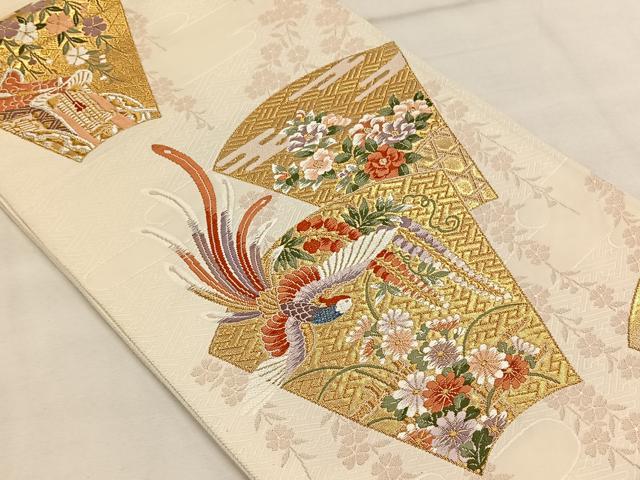 平和屋着物◎六通柄袋帯 唐織 鳳凰花文 金銀糸 正絹 逸品 CAAW3513qv