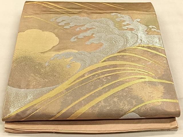 平和屋着物◎六通柄袋帯 立波文 金銀糸 正絹 逸品 CAAW3563qv