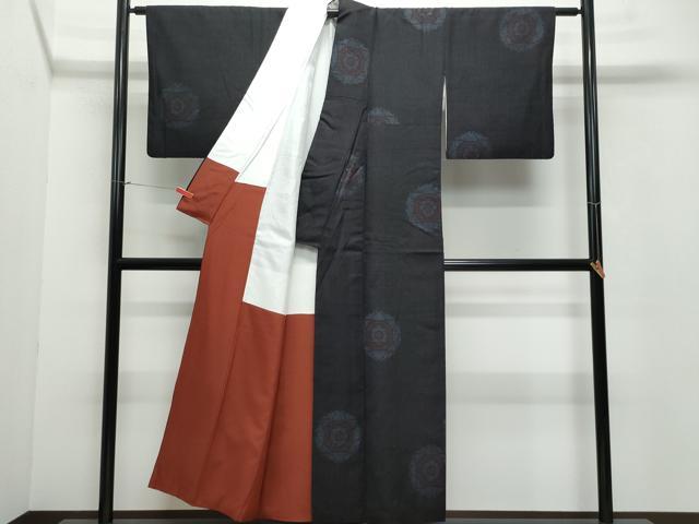 平和屋着物●結城紬 80亀甲 吉祥花文 正絹 逸品 CAAW3616vf