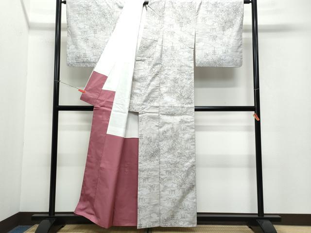 平和屋着物●上質な紬 京風景草木文 正絹 逸品 CAAW3618vf