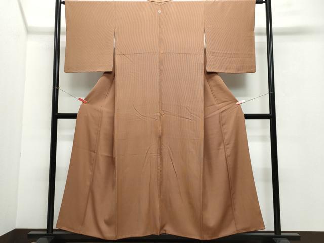 平和屋着物●江戸小紋 万筋 檜皮色×黒茶色 正絹 逸品 CAAW3636vf