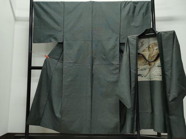平和屋着物●男性 本場大島紬 アンサンブル 80亀甲 総詰め 正絹 逸品 CAAW3674vf