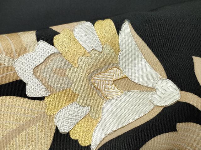 平和屋着物●豪華黒留袖 佐賀錦 駒刺繍 更紗花唐草文 金彩 正絹 逸品 CAAW3709vf