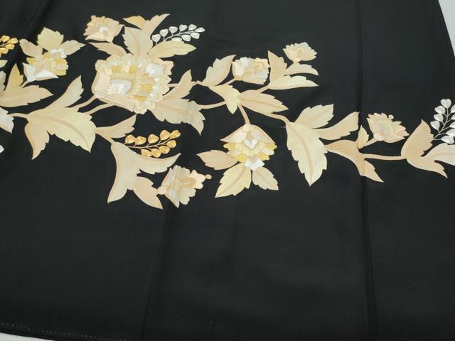 平和屋着物●豪華黒留袖 佐賀錦 駒刺繍 更紗花唐草文 金彩 正絹 逸品 CAAW3709vf