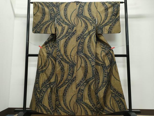 平和屋着物●上質な紬 花唐草文 正絹 逸品 CAAW3732vf