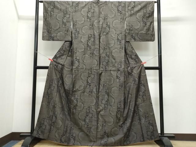 平和屋着物●本場大島紬 雪輪草花文 やまと誂製 正絹 逸品 CAAW3782vf