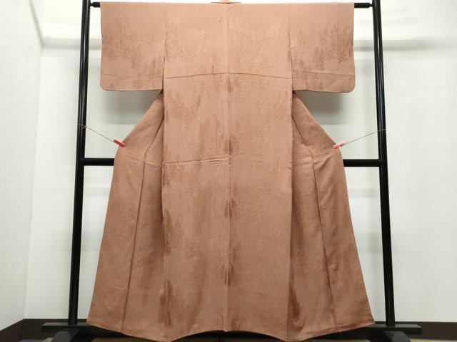 平和屋着物●皇室献上作家 北出与三郎 無地絵羽訪問着 樹林地紋 赭色 正絹 逸品 CAAW3783vf