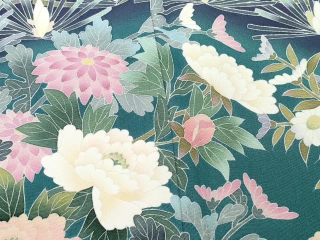平和屋着物●十日町友禅作家 岡村蒼風 色留袖 松花文 正絹 逸品 CAAW3784vf