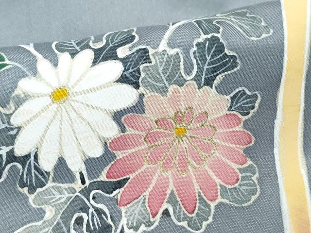 平和屋着物●訪問着 本場染大島紬 草花文 金彩 正絹 逸品 CAAW3785vf