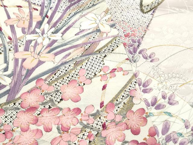 平和屋着物●創業460年・千總 振袖 草花文 金彩 正絹 逸品 CAAW3799vf