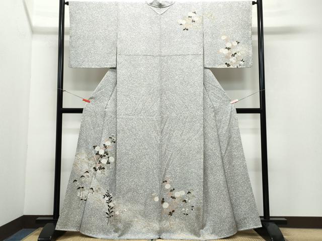 平和屋着物●訪問着 立波草花文 たたき染め 金彩 正絹 逸品 CAAW3800vf