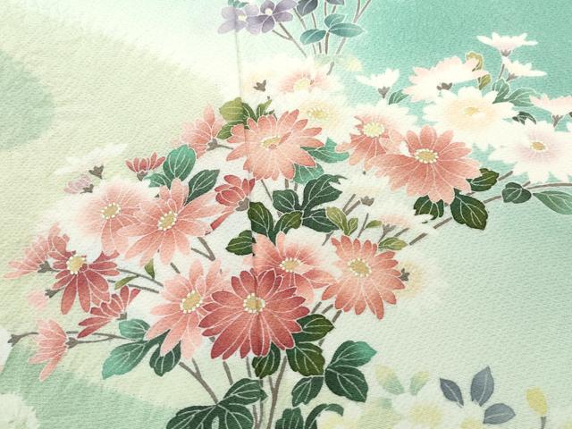 平和屋着物●訪問着 絞り 草花文 暈し染め 正絹 逸品 CAAW3830vf