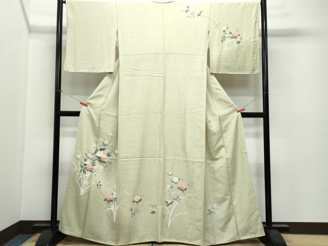 平和屋着物●訪問着 友禅 草花文 たたき染め 正絹 逸品 CAAW3840vf