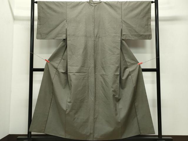 平和屋着物●上質な紬 色無地 江戸鼠色 正絹 逸品 CAAW3843vf