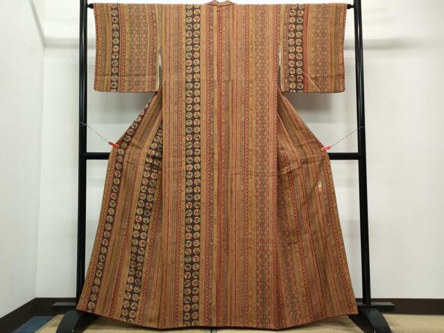 平和屋着物●訪問着 作家物 型染め 成り物 吉祥文 鬼しぼ縮緬 正絹 逸品 CAAW3847vf