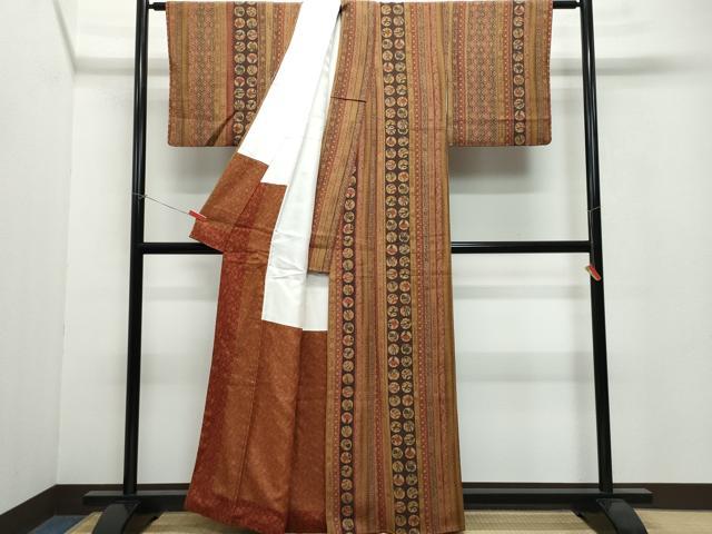 平和屋着物●訪問着 作家物 型染め 成り物 吉祥文 鬼しぼ縮緬 正絹 逸品 CAAW3847vf
