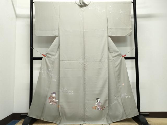 平和屋着物●訪問着 友禅 作家物 人物枝蕾文 正絹 逸品 CAAW3875vf