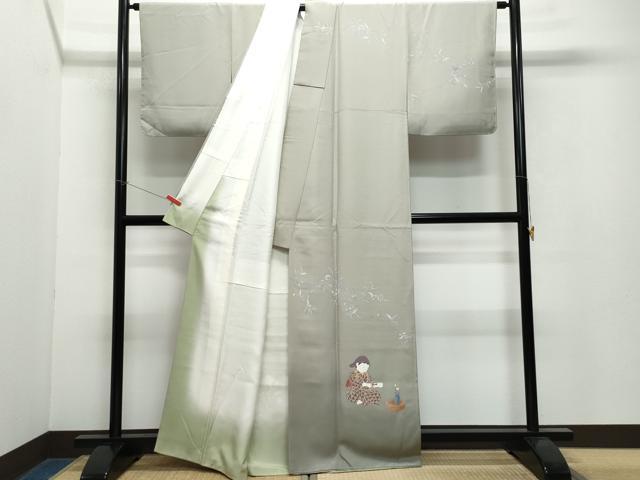 平和屋着物●訪問着 友禅 作家物 人物枝蕾文 正絹 逸品 CAAW3875vf