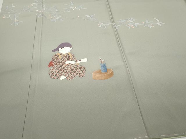 平和屋着物●訪問着 友禅 作家物 人物枝蕾文 正絹 逸品 CAAW3875vf