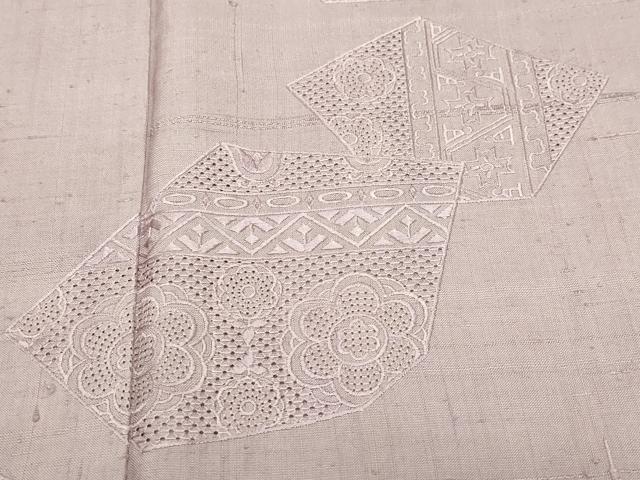 平和屋着物●中国三大刺繍 スワトウ刺繍 総刺繍 訪問着 紬地 吉祥花文 鴇浅葱色 正絹 逸品 CAAW3880vf