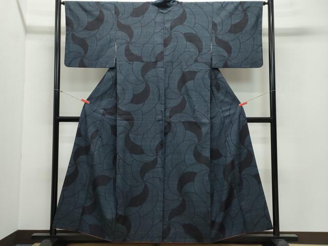 平和屋着物●結城紬 100亀甲 抽象文 正絹 逸品 CAAW3890vf