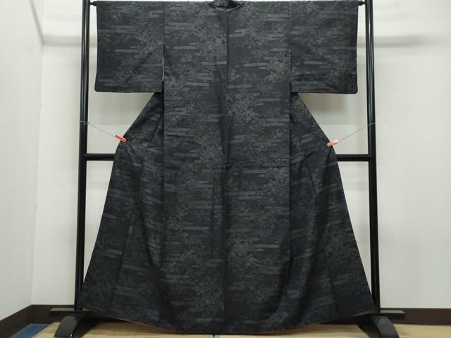 平和屋着物●結城紬 80亀甲 草花文 正絹 逸品 CAAW3910vf