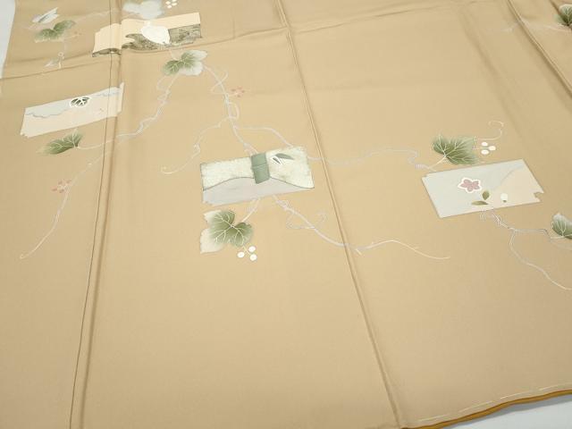 平和屋着物●訪問着 白鷺 葡萄蔦の葉文 金彩 正絹 逸品 CAAW3911vf