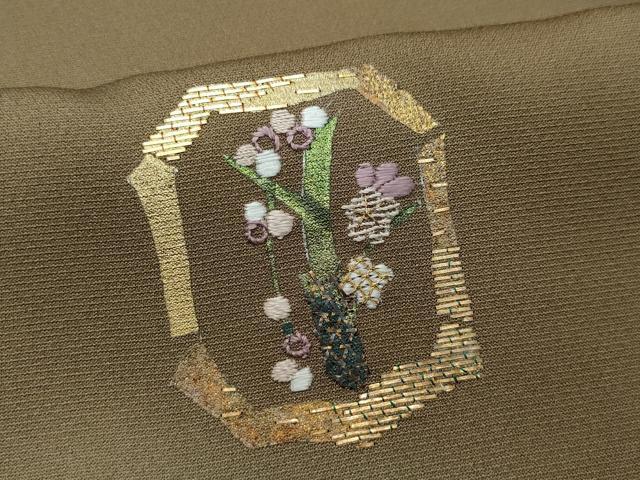 平和屋着物●訪問着 駒刺繍 竹屋町刺繍 枝花文 暈し染め 金彩 正絹 逸品 CAAW3912vf
