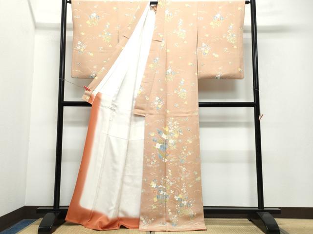 平和屋着物●訪問着 草花文 鬼しぼ縮緬 正絹 逸品 CAAW3921vf