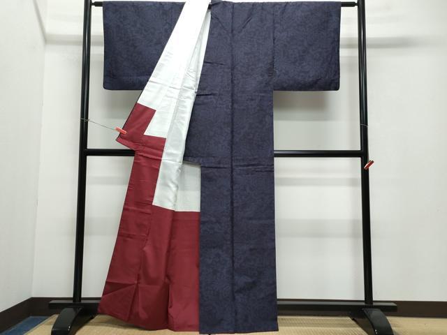 平和屋着物●結城紬 亀甲花唐草文 正絹 逸品 CAAW3950vf