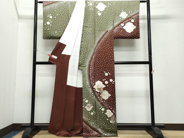 平和屋着物●訪問着 絞り 刺繍 松皮菱花文 金彩 やまと誂製 正絹 逸品 CAAW3982vf