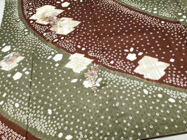 平和屋着物●訪問着 絞り 刺繍 松皮菱花文 金彩 やまと誂製 正絹 逸品 CAAW3982vf