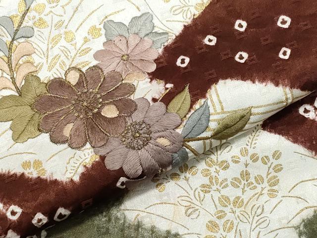 平和屋着物●訪問着 絞り 刺繍 松皮菱花文 金彩 やまと誂製 正絹 逸品 CAAW3982vf