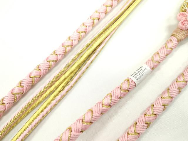 平和屋着物●和装小物 振袖用帯締め 飾り玉 つまみ細工 パール 花 虹色 金糸 撚り房 逸品 未使用 CAAW4100ju