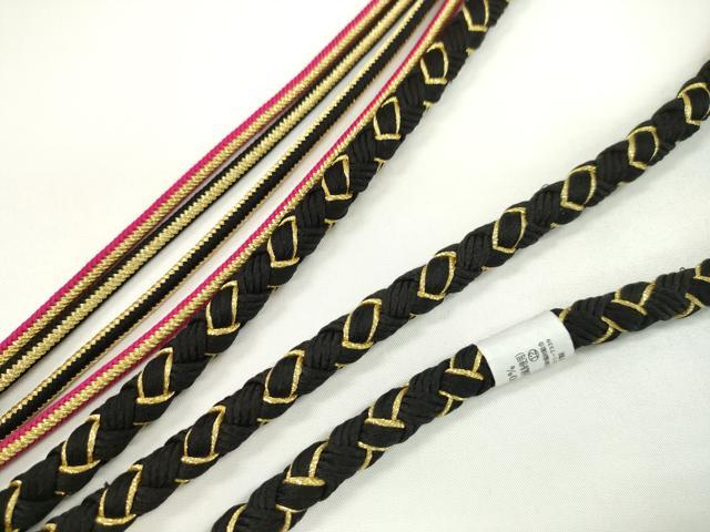 平和屋着物●和装小物 振袖用帯締め 飾り玉 つまみ細工 花 パール 黒色 金糸 撚り房 逸品 未使用 CAAW4144ju