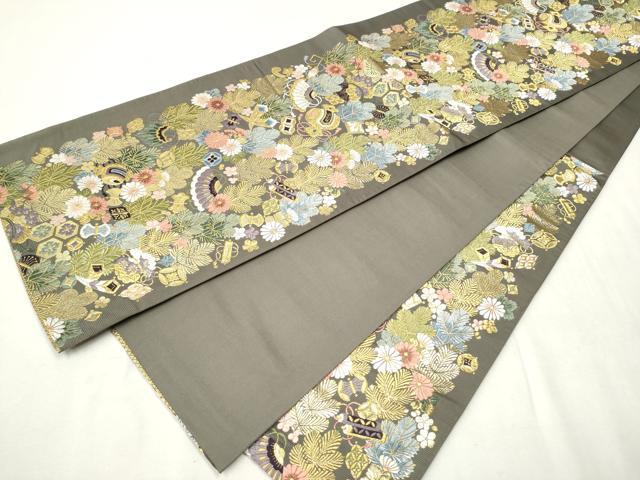 平和屋着物●西陣の老舗 1782年創業 山下織物 六通柄袋帯 唐織 宝尽くし花文 金糸 正絹 逸品 CAAW4539hy