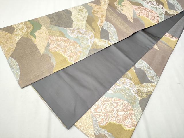 平和屋着物●六通柄袋帯 唐織 遠山吉祥花文 金糸 正絹 逸品 CAAW4557hy