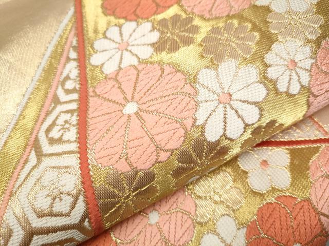 平和屋着物●西陣の名門 加納幸謹製 六通柄袋帯 唐織 色紙重ね菊文 金糸 三越扱い 正絹 逸品 CAAW4666hy