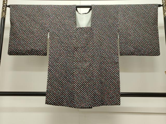 平和屋着物∞道行コート 総絞り 黒地 正絹 逸品 CAAW4824dy