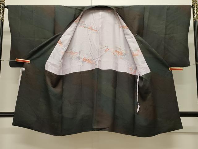 平和屋着物∞道行コート 流水舞蝶文 ロング丈 正絹 逸品 CAAW4850dy