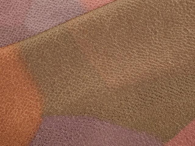 平和屋着物∞道行コート 切嵌文 鬼しぼ縮緬 正絹 逸品 未使用 CAAW4854dy